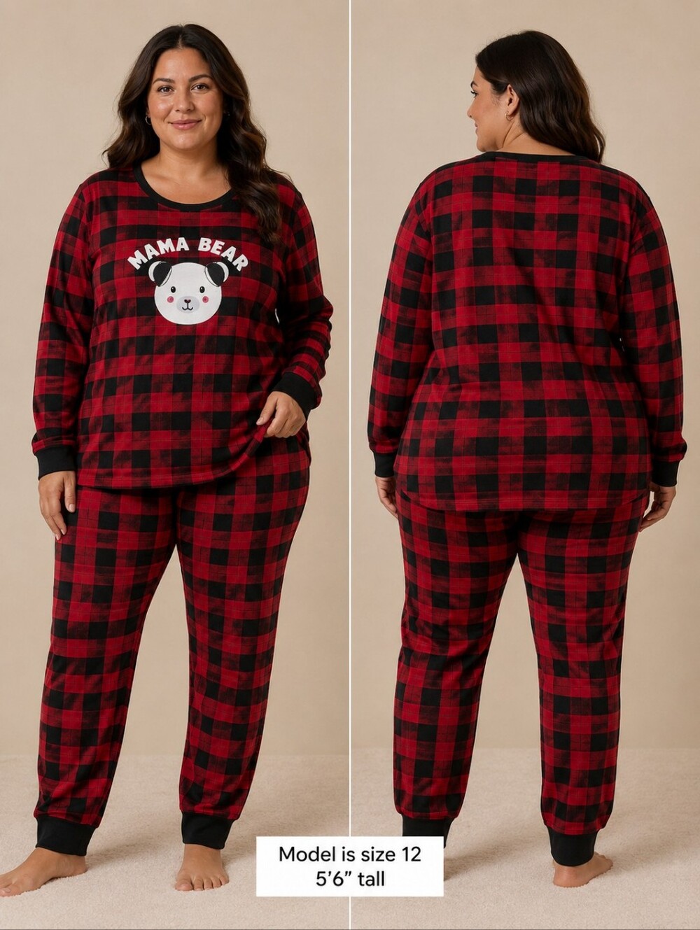 Cuddl Duds Women's Pajama Set - Red and Black Plaid Size 1X